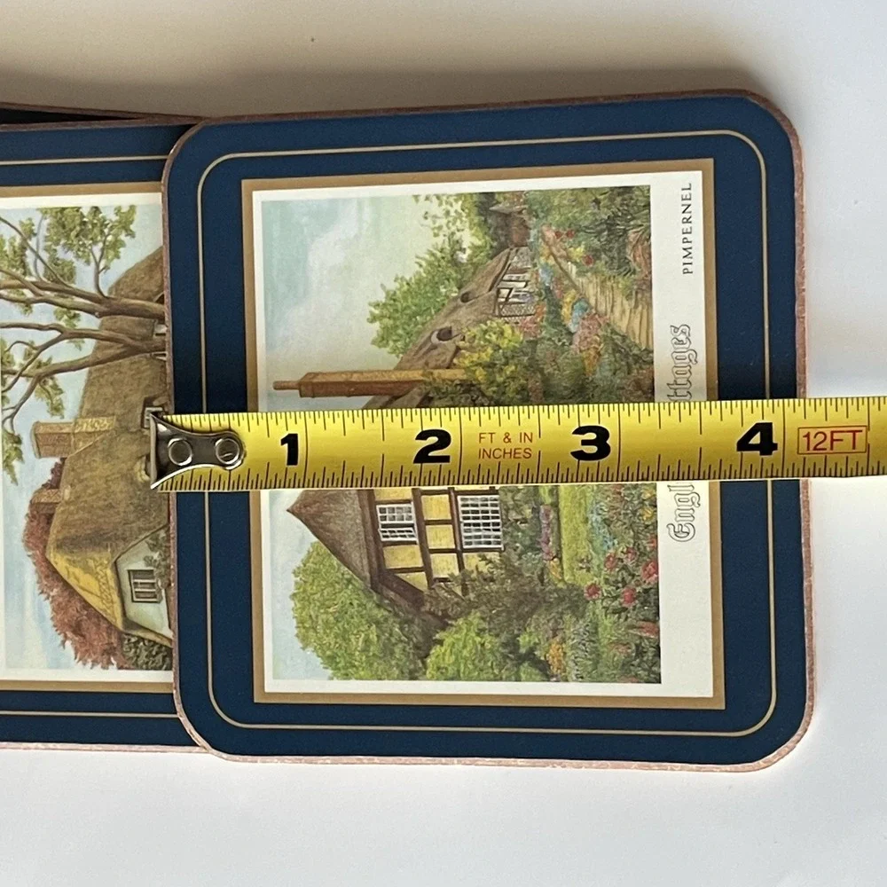 Vintage Pimpernel English Cottages Coaster Set of 6 Cork Backed Made In England